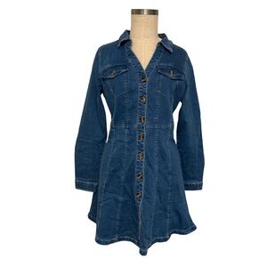 Allegra K Denim Button-Up Dress - size M